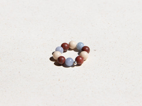 Ring made of gemstone mix &amp; 925 silver pearl, Tirsa Ring