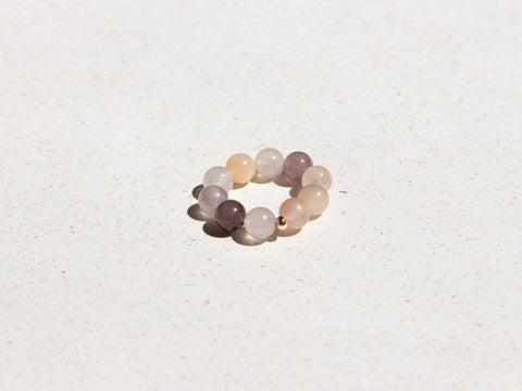 Ring made of Burmese jade &amp; 18-carat gold-plated pearl, Maelis Ring