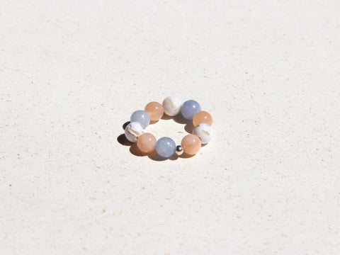Ring made of gemstone mix &amp; 925 silver pearl, Lyona Ring