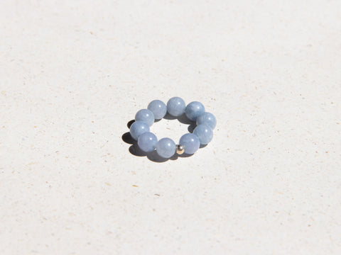 Ring made of chalcedony and 18-carat gold-plated pearl, Isola Ring