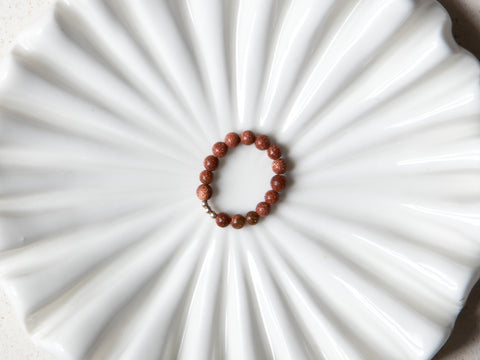 Ring with red sandstone &amp; 925 silver beads, Kaia Ring