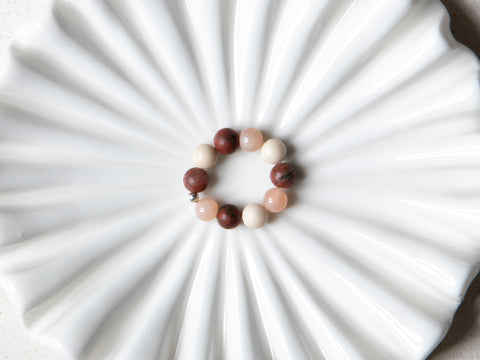 Ring made of gemstone mix &amp; 925 silver pearl, Amara Ring