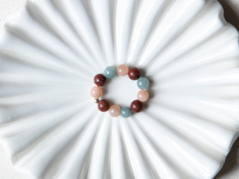 Ring made of gemstone mix &amp; 925 silver pearl, Noelia Ring
