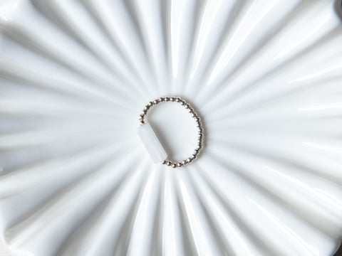 Ring with rock crystal &amp; 925 silver beads, Clara Ring by eilenna