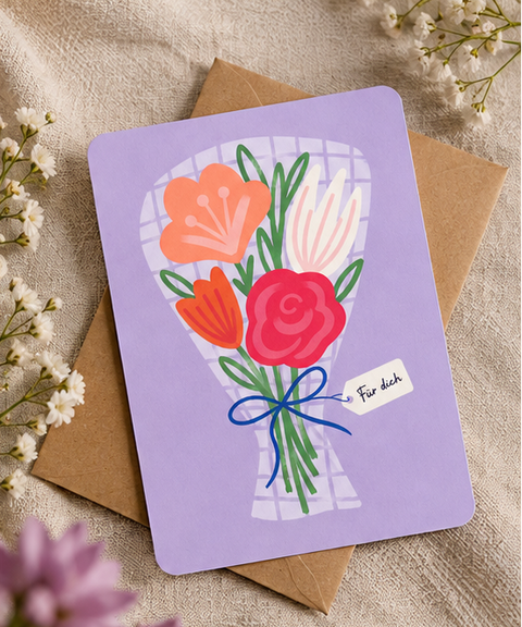 Gift set with handmade suncatcher, wedding greeting card & gift bag