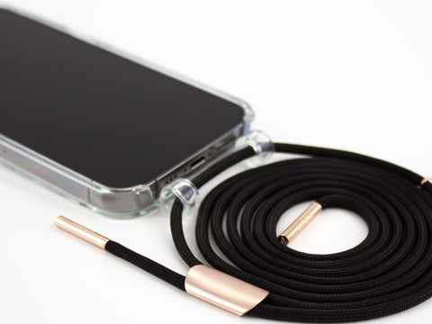 Handykette mit CLEAR Smart Case & Kordel Black Beauty