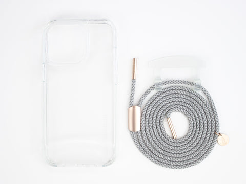 Handykette mit CLEAR Smart Case & Kordel Foggy