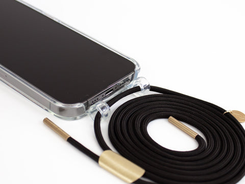 Handykette mit CLEAR Smart Case & Kordel Black Beauty