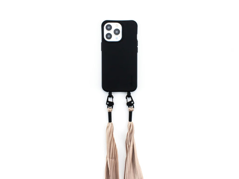 NEU eilenna Handyhülle für iPhone und Samsung mit Plisseetuch Band, Farbe CROW und POWDER Pink, Limited Edition