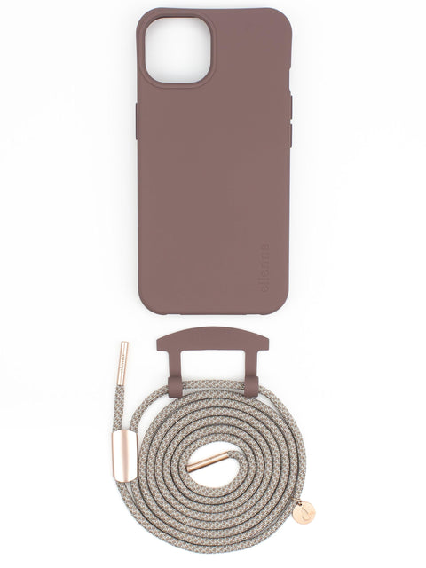 Handyhülle mit abnehmbarer Kordel, Berry & Oat