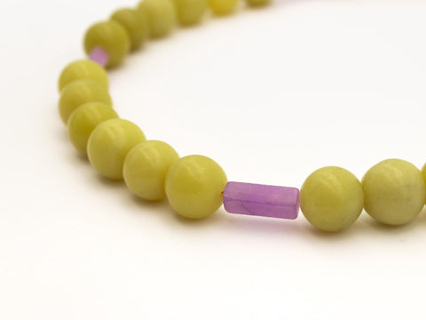 Halskette aus Zitronen-Chalcedon & Amethyst