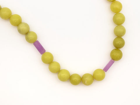 Halskette aus Zitronen-Chalcedon & Amethyst