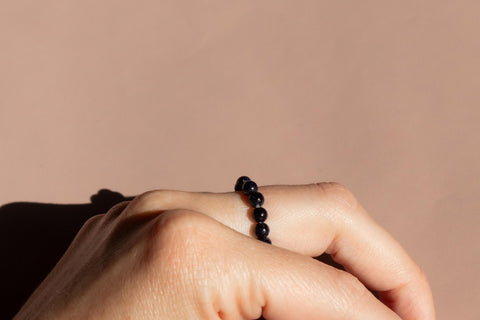Ring mit blauen Sandstein Naturstein Perlen & 925 Silberperle, Noa Ring