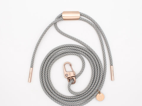 Handykette universal mit Karabiner und Adapter, Handykordel in FOGGY mit Silber oder Rosegold, handmade von eilenna