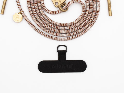Handykette universal mit Karabiner und Adapter, Kordel in CHESS mit Gold oder Rosegold, handmade von eilenna