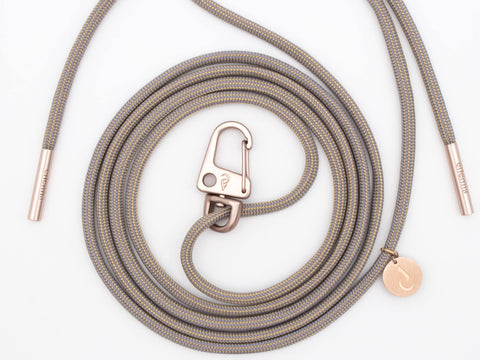 Handykette universal mit Karabiner und Adapter, Kordel in BOHEMIAN mit Roségold oder Gold, handmade von eilenna