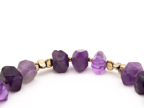 Schlüsselkette kurz aus Naturstein aus Amethyst, Universal Kette mit Karabinern, Echter Steinschmuck, Handmade von eilenna