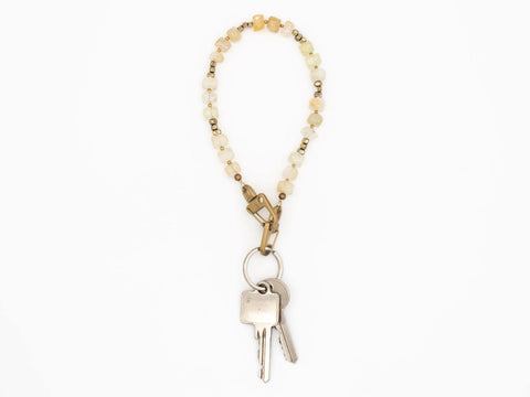 Schlüsselkette kurz aus Naturstein aus Citrin, Universal Kette mit Karabinern, Echter Steinschmuck, Handmade von eilenna