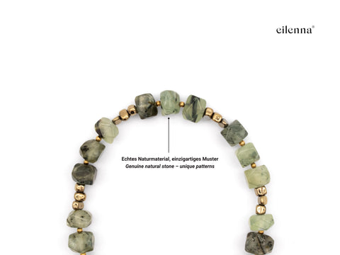 Schlüsselkette kurz aus Naturstein aus Prehnit, Universal Kette mit Karabinern, Echter Steinschmuck, Handmade von eilenna