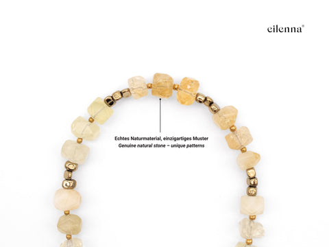 Handykette kurz aus Citrin Naturstein Perlen, universal Handschlaufe und Schlüsselanhänger mit Karabinern handmade von eilenna