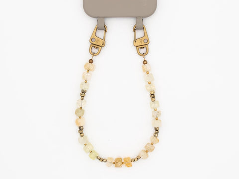 Handykette kurz aus Citrin Naturstein Perlen, universal Handschlaufe und Schlüsselanhänger mit Karabinern handmade von eilenna