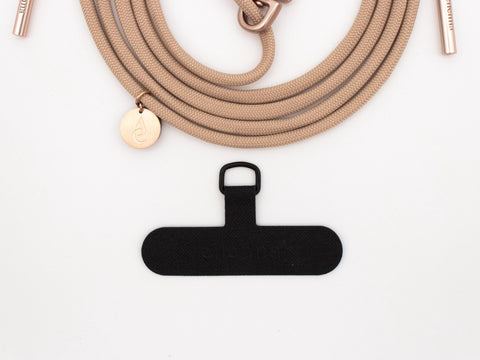 Handykette universal mit Karabiner und Adapter, Kordel in SANDY mit Gold oder Rosegold, handmade von eilenna