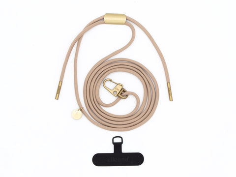 Handykette universal mit Karabiner und Adapter, Kordel in SANDY mit Gold oder Rosegold, handmade von eilenna