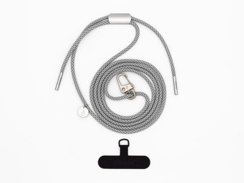 Handykette universal mit Karabiner und Adapter, Handykordel in FOGGY mit Silber oder Rosegold, handmade von eilenna