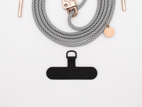 Handykette universal mit Karabiner und Adapter, Handykordel in FOGGY mit Silber oder Rosegold, handmade von eilenna