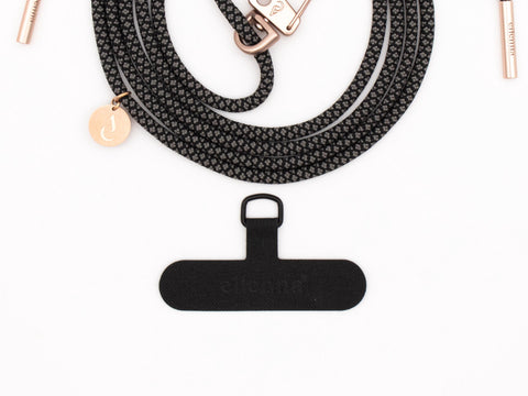 Handykette universal mit Karabiner und Adapter, Kordel in POCAHONTAS mit Rosegold, handmade von eilenna