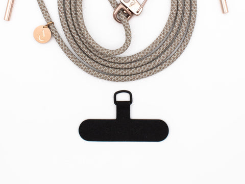 Handykette universal mit Karabiner und Adapter, Kordel in GINGER mit Gold oder Roségold, handmade von eilenna