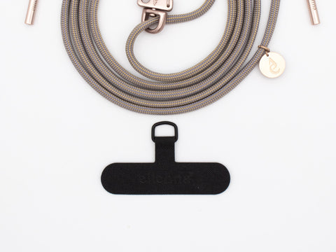 Handykette universal mit Karabiner und Adapter, Kordel in BOHEMIAN mit Roségold oder Gold, handmade von eilenna