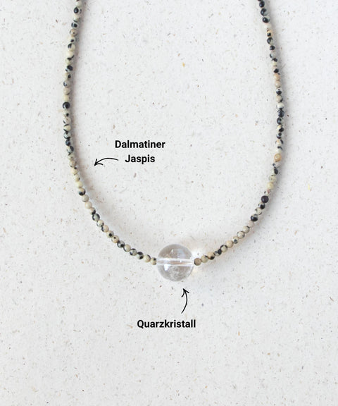 Lange Halskette, Zarter Naturstein Schmuck Damen, 18K Vergoldet, Handmade Schmuck von eilenna