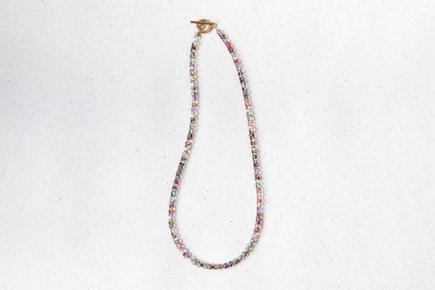 Bunte Glasperlen Halskette Damen, Boho Kette Handgemacht, 18K vergoldet, eilenna