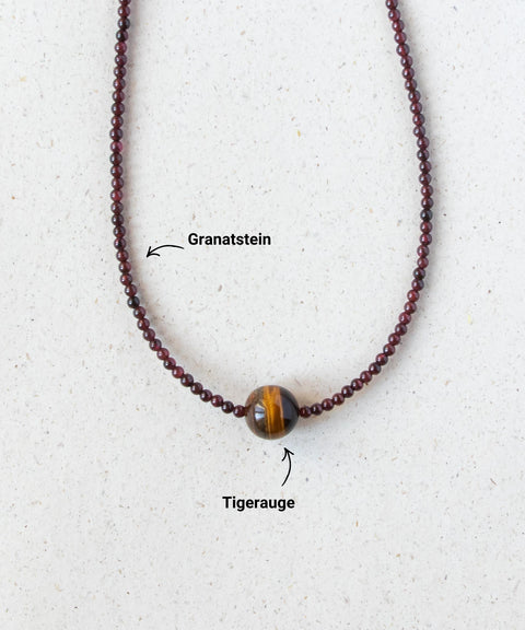 Lange Halskette, Zarter Naturstein Schmuck Damen, 18K Vergoldet, Handmade Schmuck von eilenna