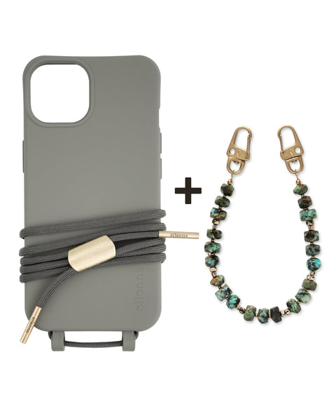 Mobile phone case with mobile phone strap, Pine