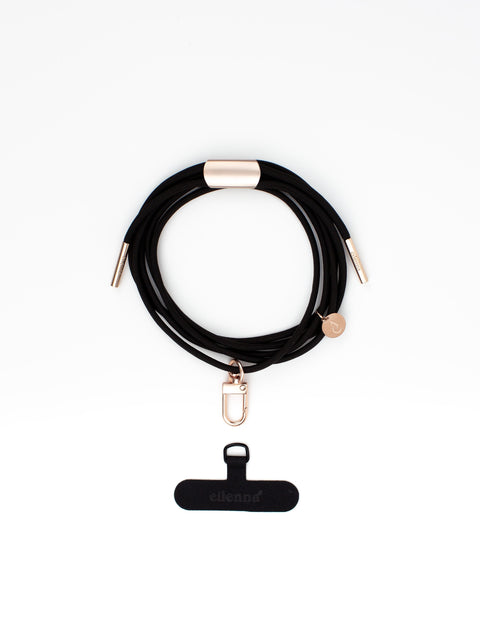 eilenna universal Handykette mit Karabiner und Patch, Kordel in BLACK BEAUTY