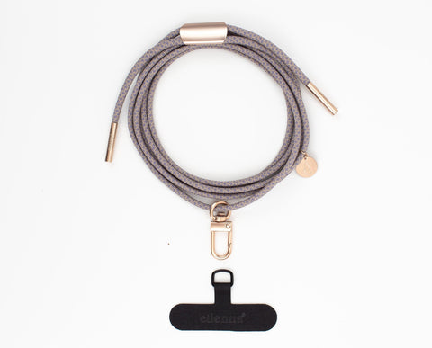 eilenna universal Handykette mit Karabiner und Patch, Kordel in OVER the TAUPE